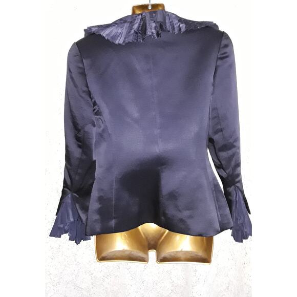 Christian Dior Vtg Satin Evening Jacket With Large Pleated Collar - Picture 9 of 11